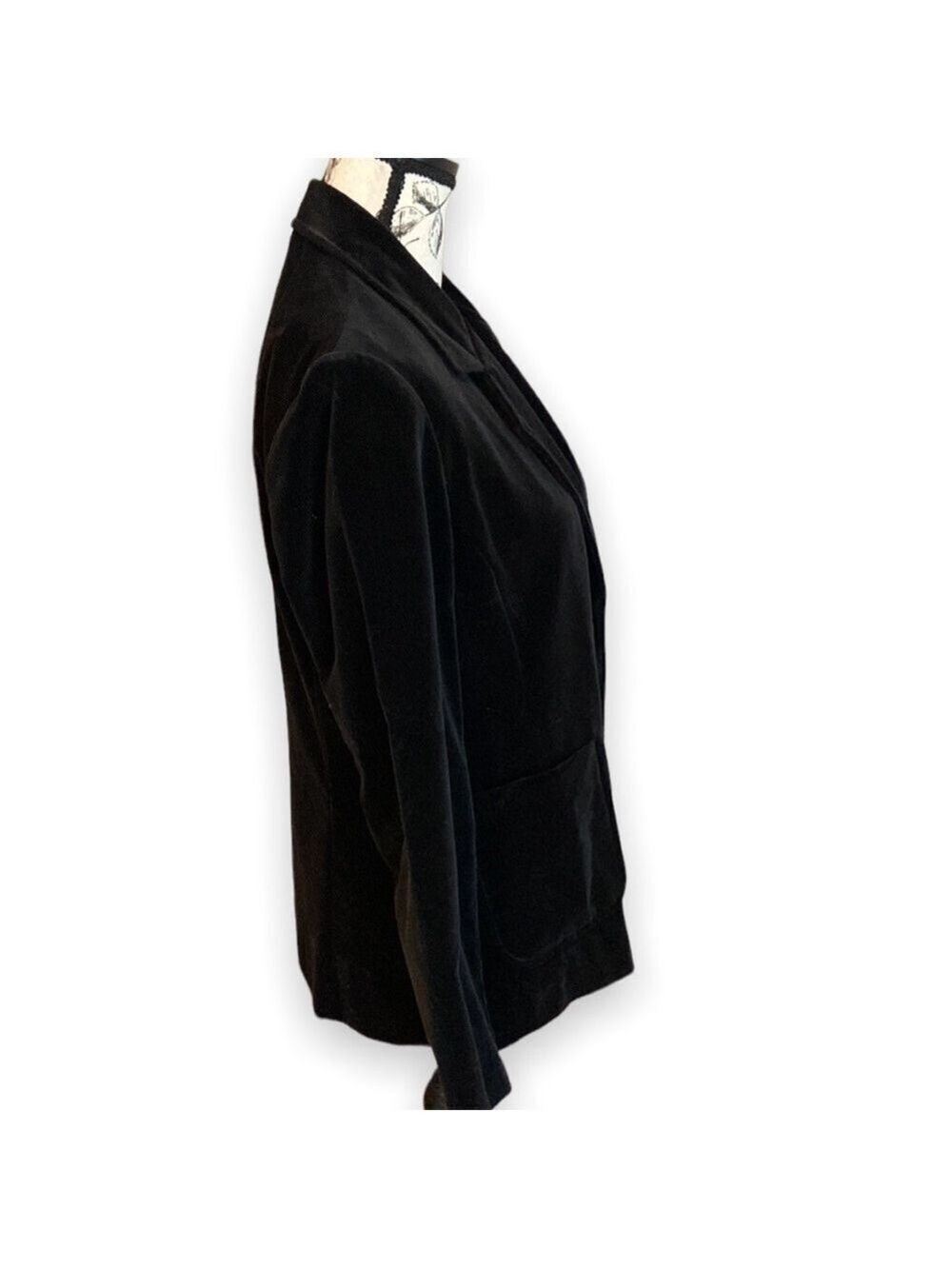Vintage 80’s Tailored Blazer Velvet Black Size 9/10 - Picture 2 of 6